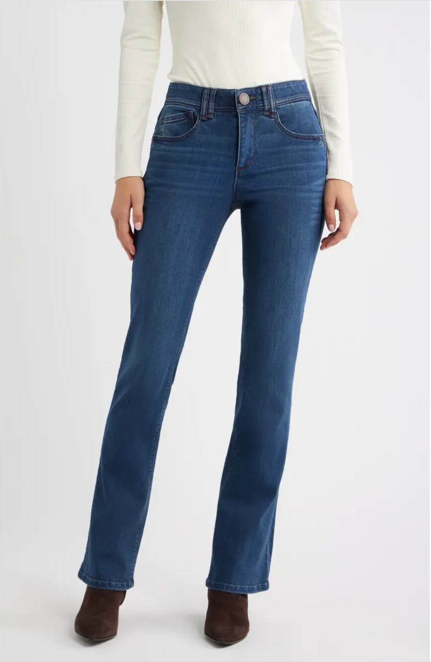 WIT & WISDOM Ab'Solution Itty Bitty Bootcut Jeans Size 8 Very Dark Blue NWT
